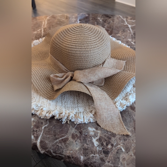SHEIN Tan Wide Brim Hat with Bow - Picture 3 of 5